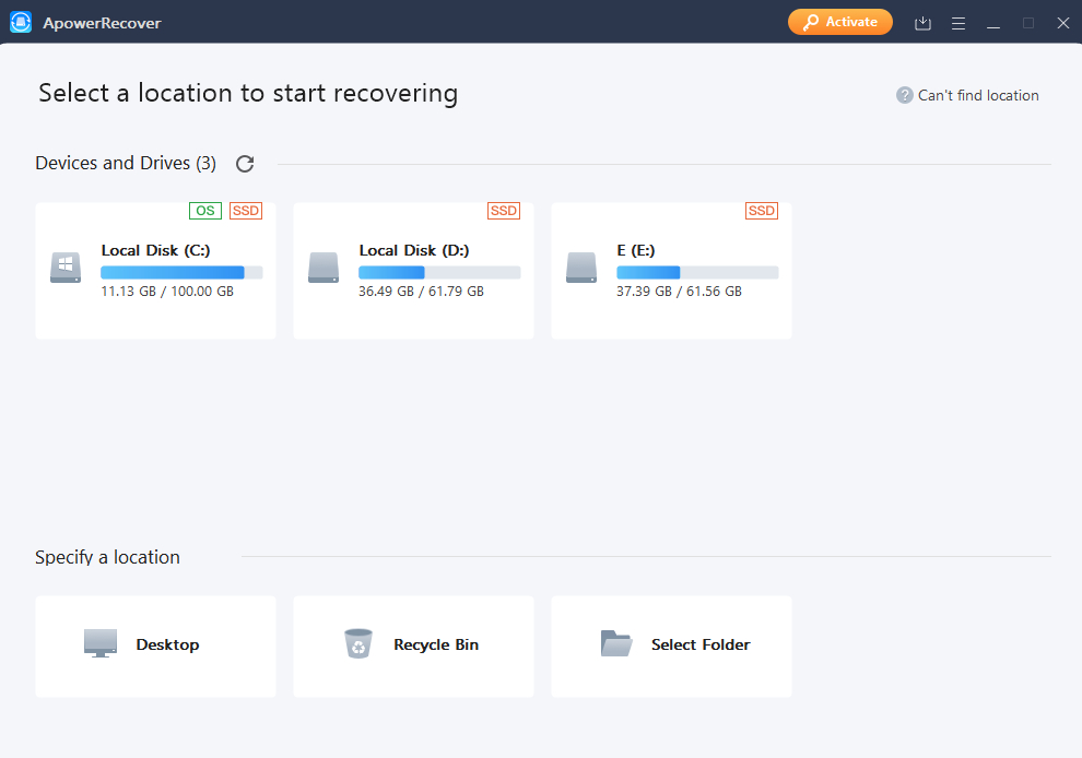 apowerrecover interface