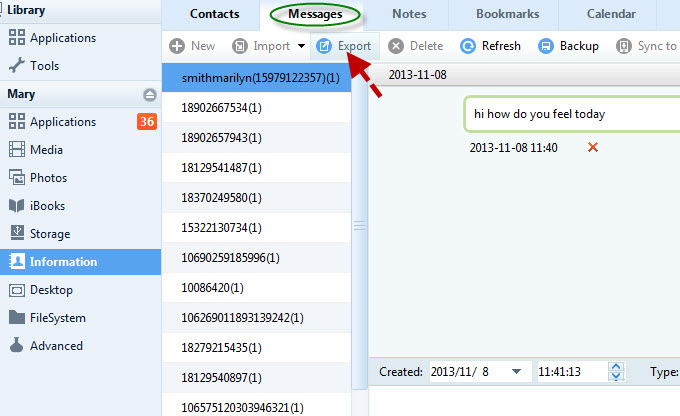print SMS messages from iPhone