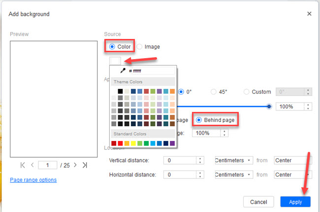 change background color