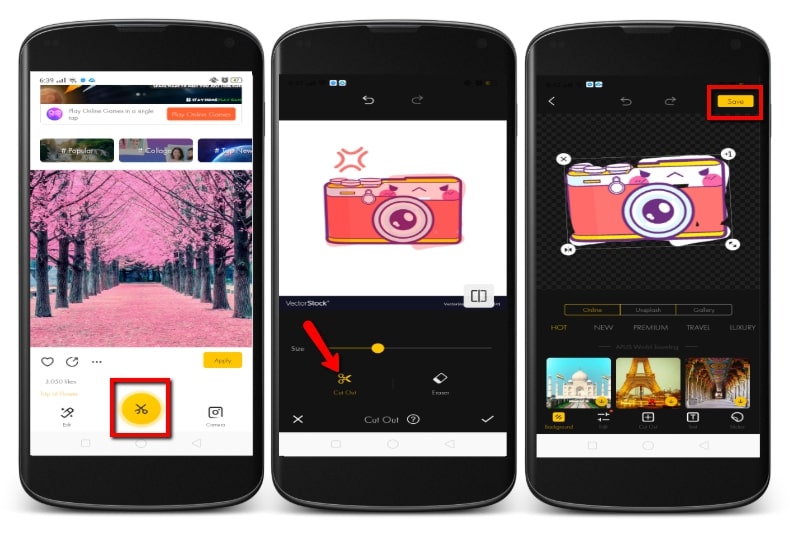 make icon background transparent with cut cut