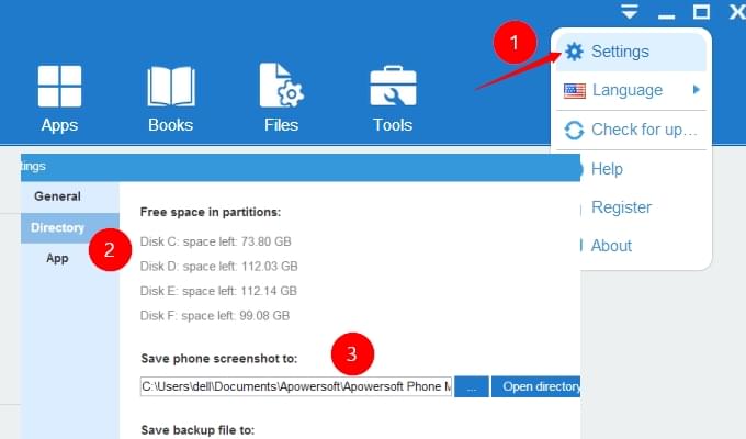 screenshot directory