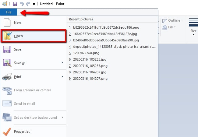 remove background in paint upload image